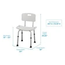 Shower Seat for Adults & Elderly  Anti-Skid Bathroom Chair with Backrest