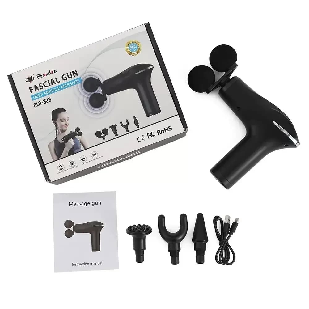 Blueidea BLD-329 Fascial Gun Double Head Massager - Deep Tissue Muscle Percussion Therapy Gun for Full Body Pain Relief & Relaxation