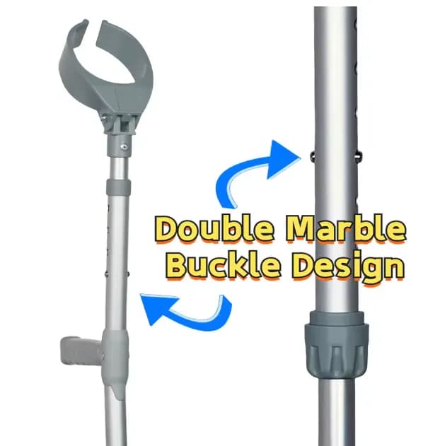 Adjustable Aluminium Medical Cane Disabled Walking Stick with Comfortable Elbow Crutches for Improved Mobility