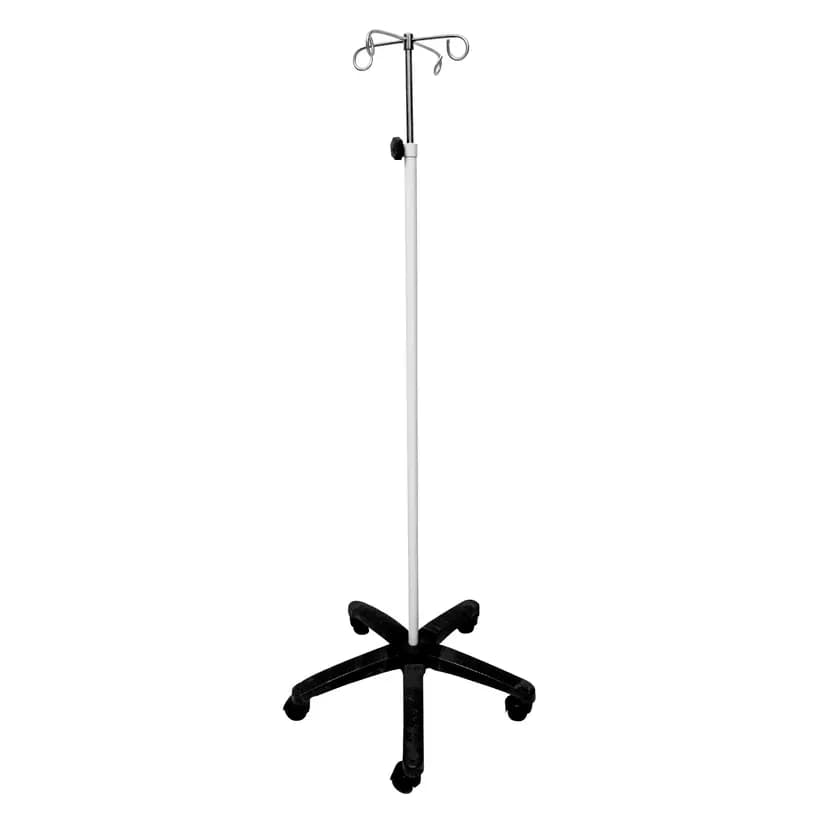 Premium IV Pole with 4 Hooks & 5-Wheel Base - Adjustable Drip Stand