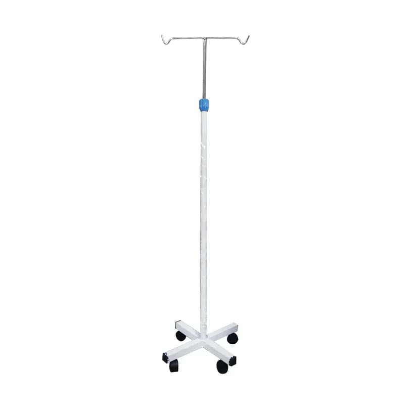 Mobile IV Pole with 2 Hooks & 5-Wheel Base - Adjustable Drip Stand