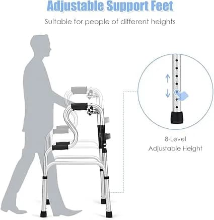 Goplus 3-in-1 Stand-Assist Folding Walker - Heavy-Duty 400 lbs Walking Frame & Toilet Safety Rail