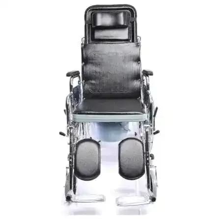 KY - 609 GC Reclining Wheelchair With Commode - MS Chrome-Plated Folding Wheelchair – Durable, Foldable & Comfortable