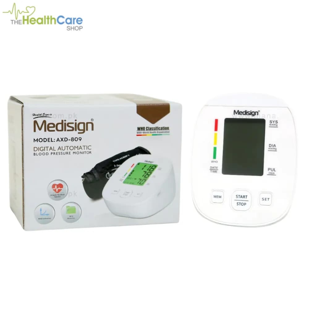 Medisign AXD-809 Digital Blood Pressure Monitor – Backlit, 2 × 60 Memory