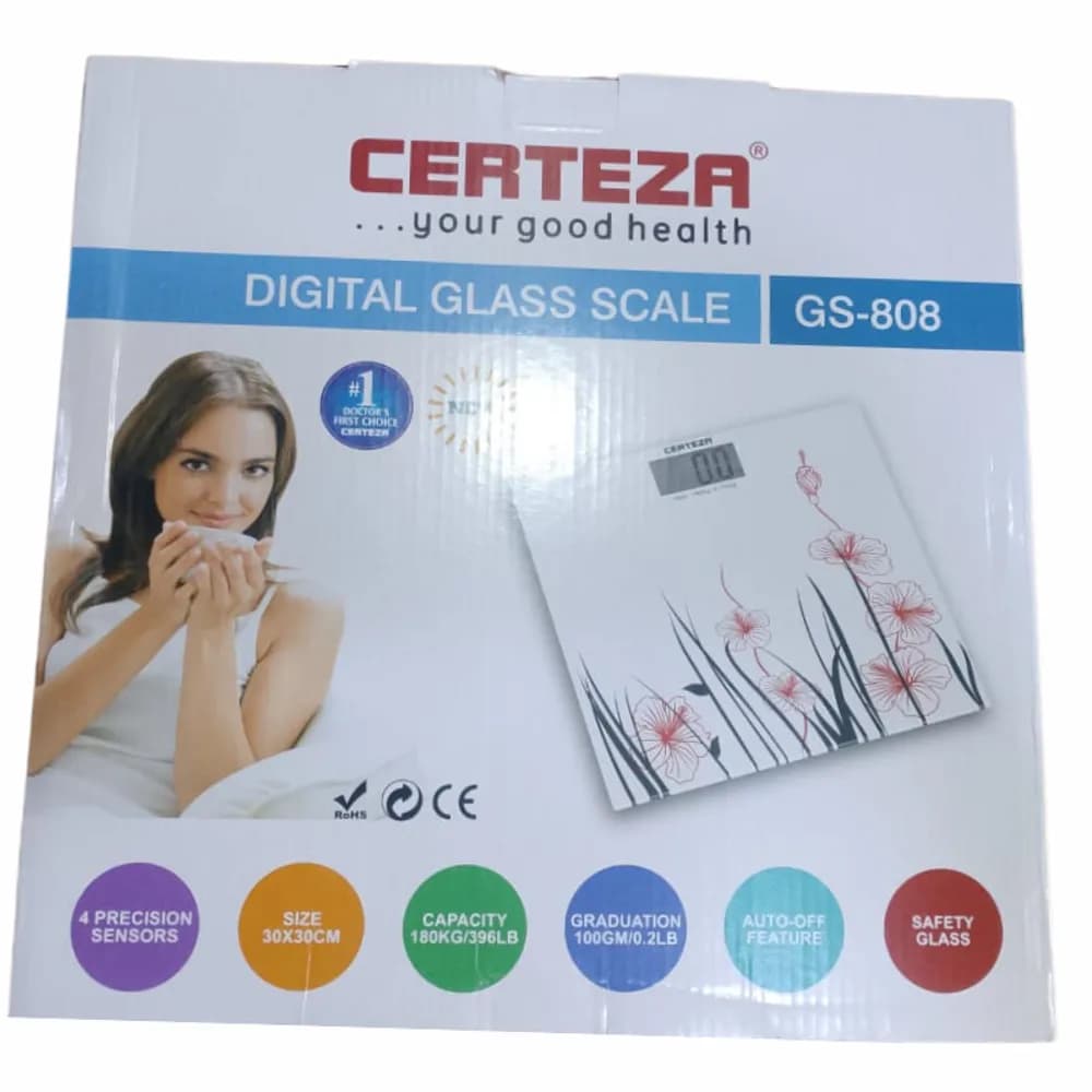 Certeza GS-808 Digital Glass Body Weighing Scale – Ultra-Slim