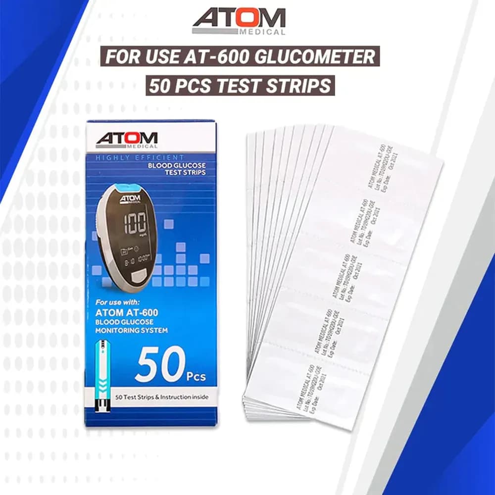 Atom AT-600 Glucometer Test Strips – Pack of 50
