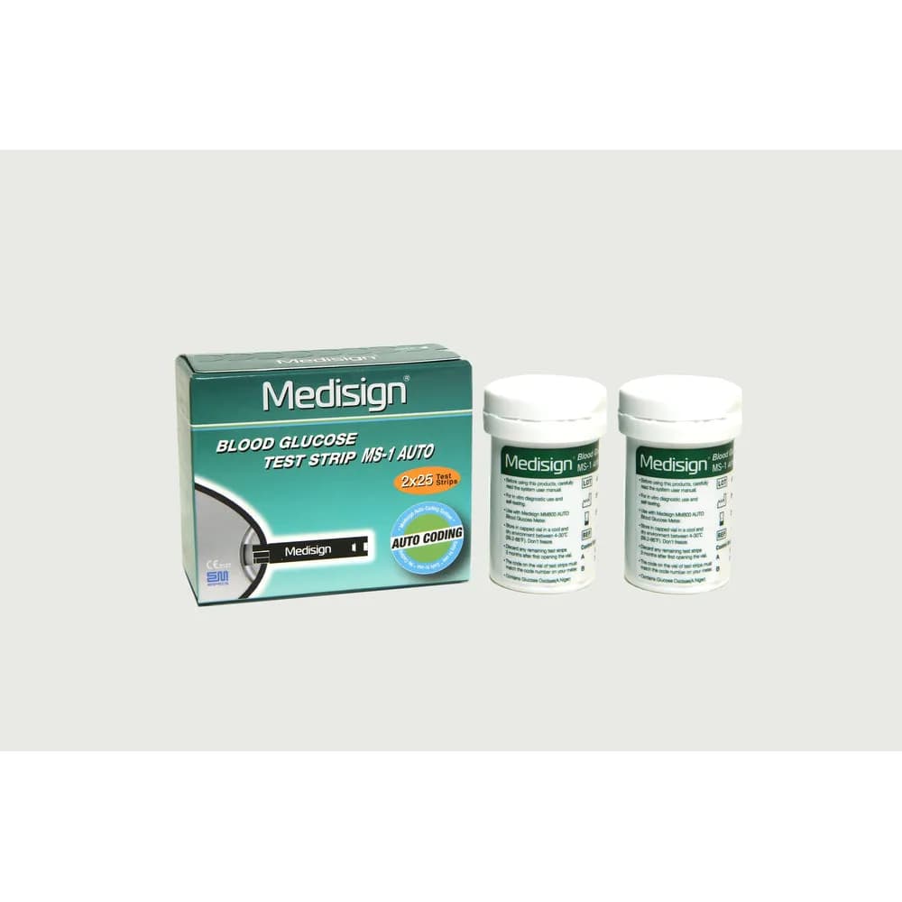 Medisign MS-1 Blood Glucose Test Strips – 50 Strips (2 × 25)