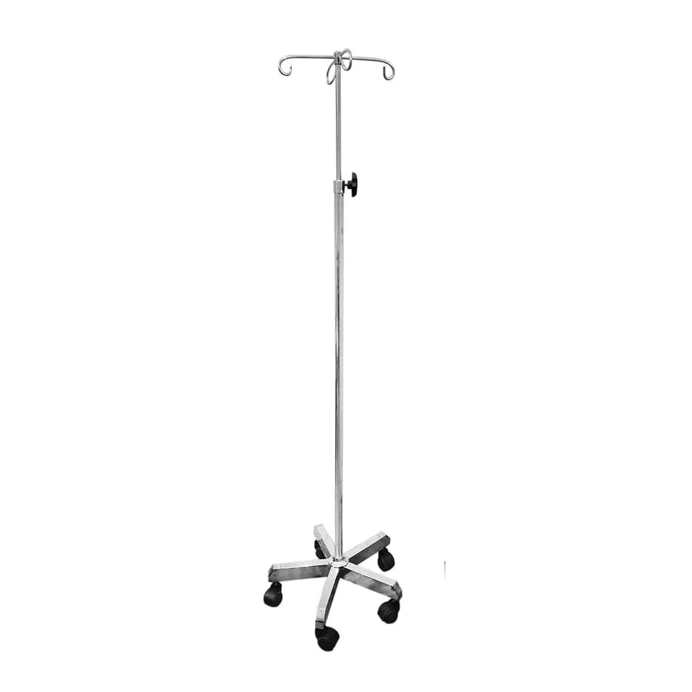 Stainless Steel IV Pole with 4 Hooks – Chrome Finish (Model 3)