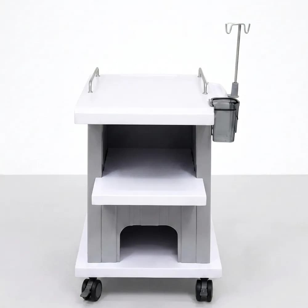 Ultrasound Machine Trolley with IV Pole, Storage Shelf & Locking Castors