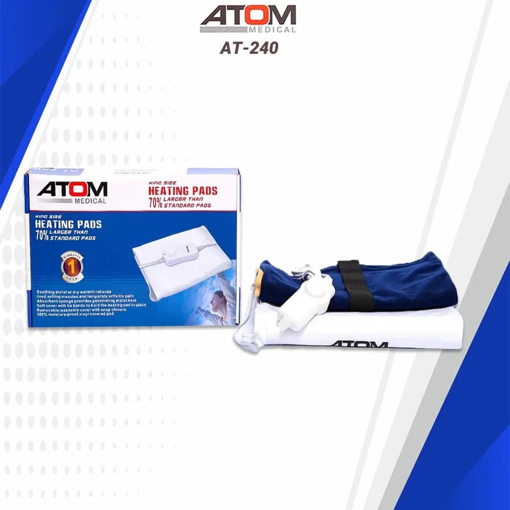 ATOM King Size Electric Heating Pad AT-240 – Adjustable Heat, Washable Cover