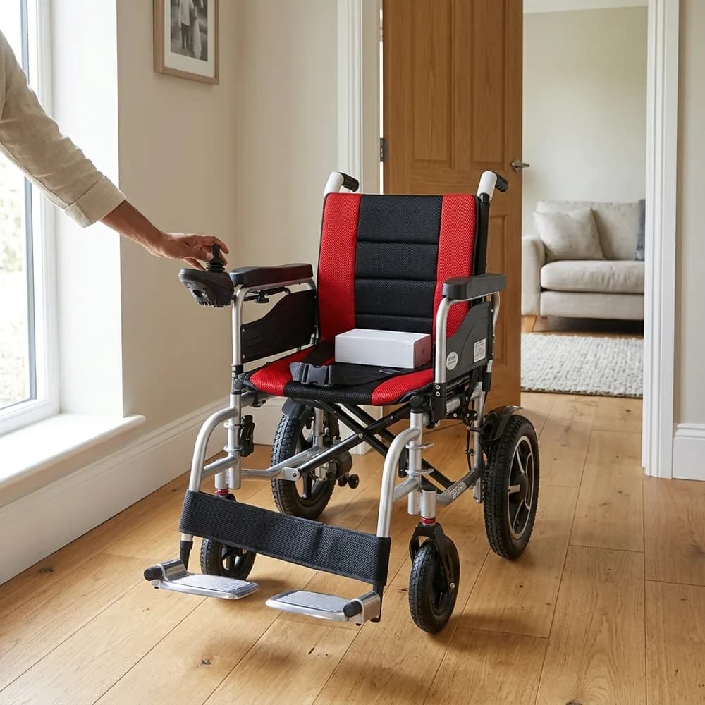 Mediline ML6004 Economy Electric Wheelchair – Carbon Steel, 12Ah Lead-Acid Battery, Joystick Control