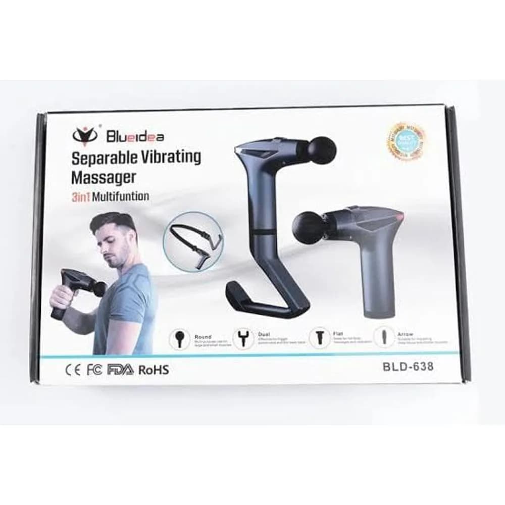 Blueidea BLD-638 3-in-1 Separable Massage Gun with Detachable Long Handle & 4 Heads
