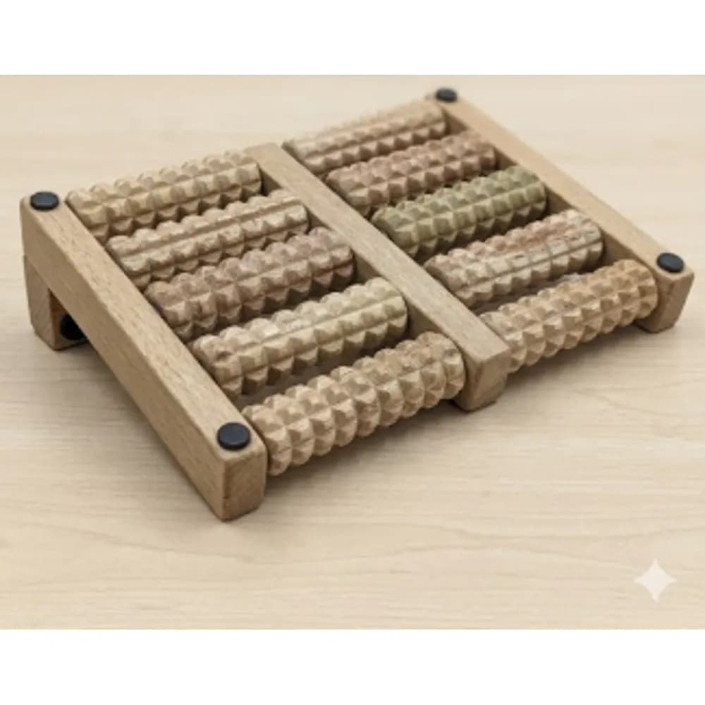 Dual Wooden Foot Roller Massager – Acupressure Reflexology for Plantar Fasciitis