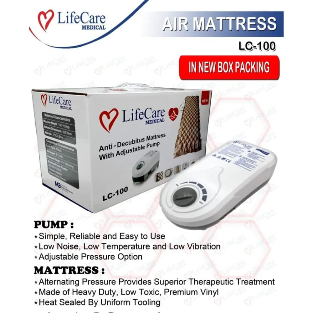 LifeCare Alternating Pressure Anti-Decubitus Air Mattress with Pump – Alternating Pressure Bedsore Prevention