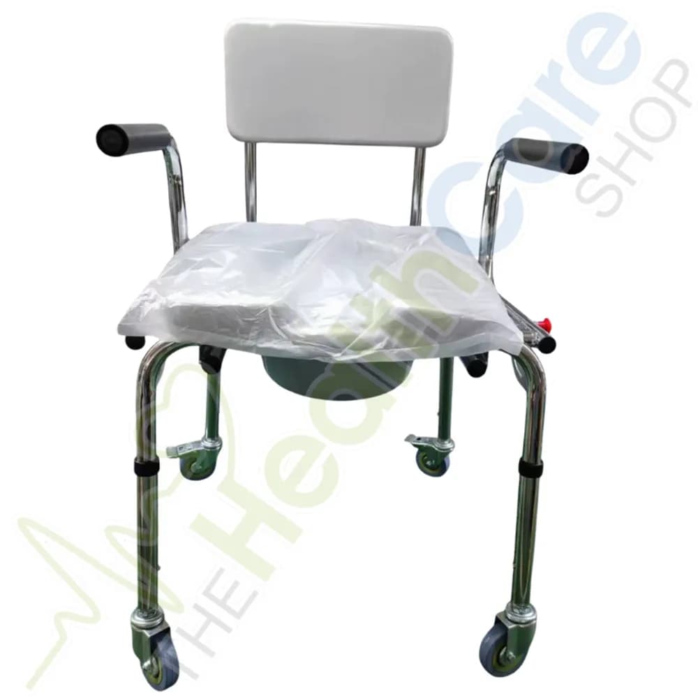 Commode Chair 6671-3 with Wheels – Locking Brakes, Flip-Up Armrests, Adjustable Height