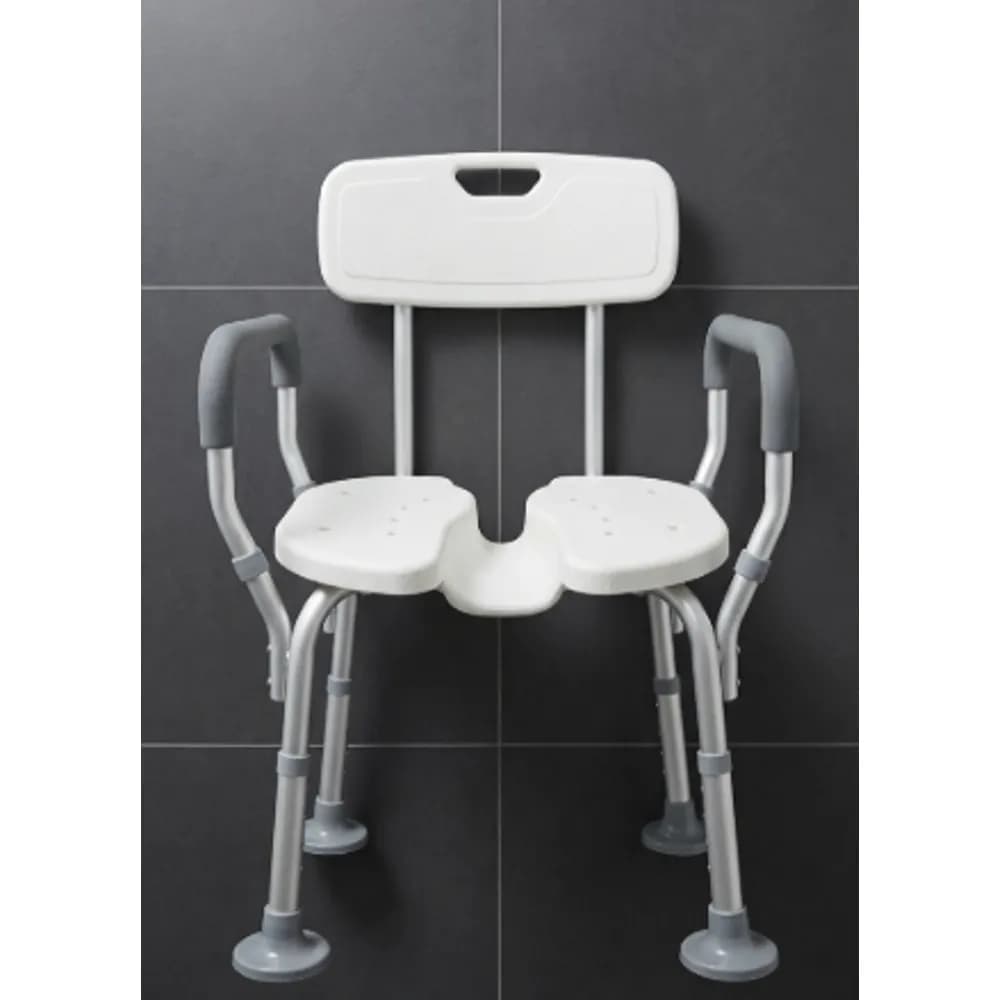Heavy-Duty Shower Chair with H-Shaped / U-Groove Seat – Adjustable Bath Seat for Elderly
