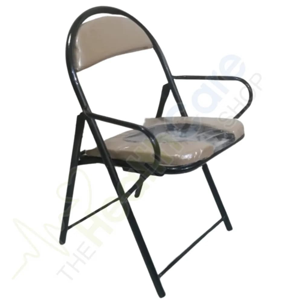 Foldable Commode Chair with Armrests – Padded Seat & Backrest
