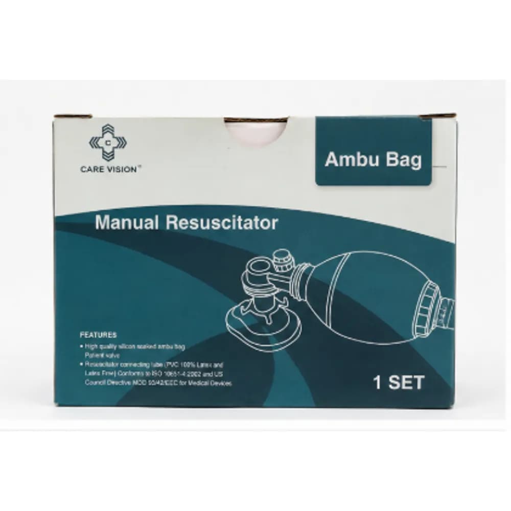 Care Vision Ambu Bag Manual Resuscitator – Bag-Valve-Mask for Emergency Ventilation