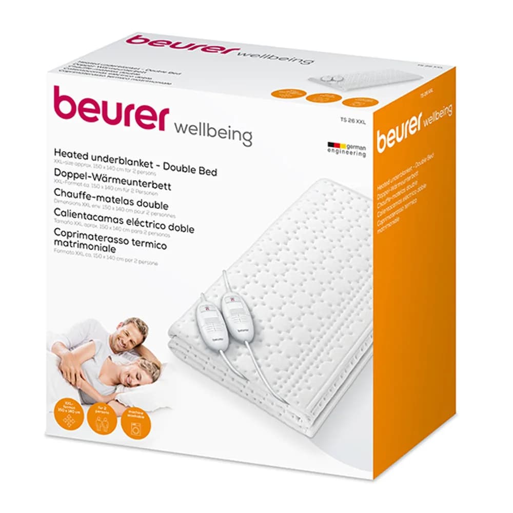Beurer TS 26 XXL Heated Underblanket – Double Bed Electric Mattress Warmer