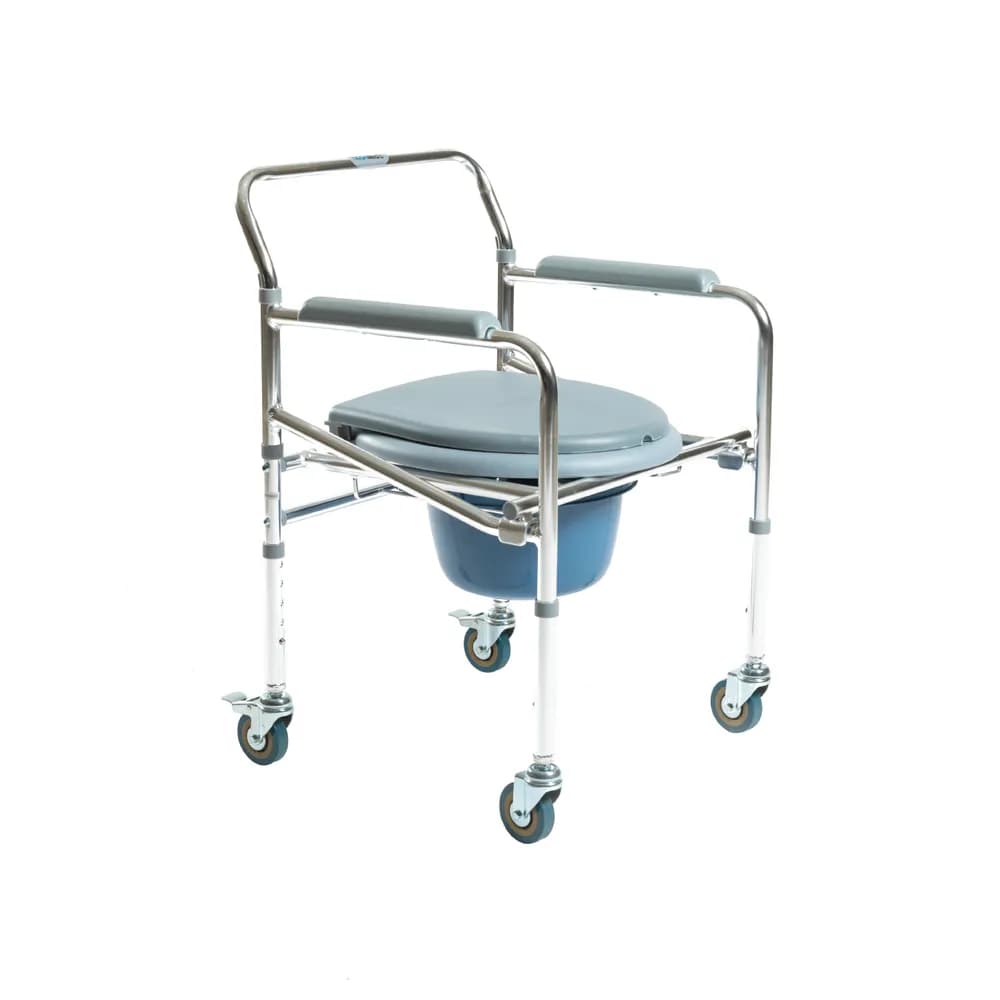 Foldable Commode Wheelchair KY-696 – Dual-Purpose Transport & Toilet Chair