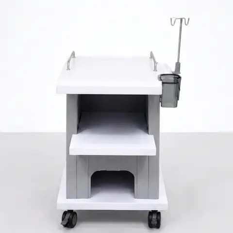 Ultrasound Machine Trolley with IV Pole, Storage Shelf & Locking Castors