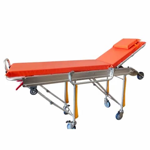 Ambulance Stretcher – Foldable Aluminium Patient Transport Trolley with Adjustable Backrest