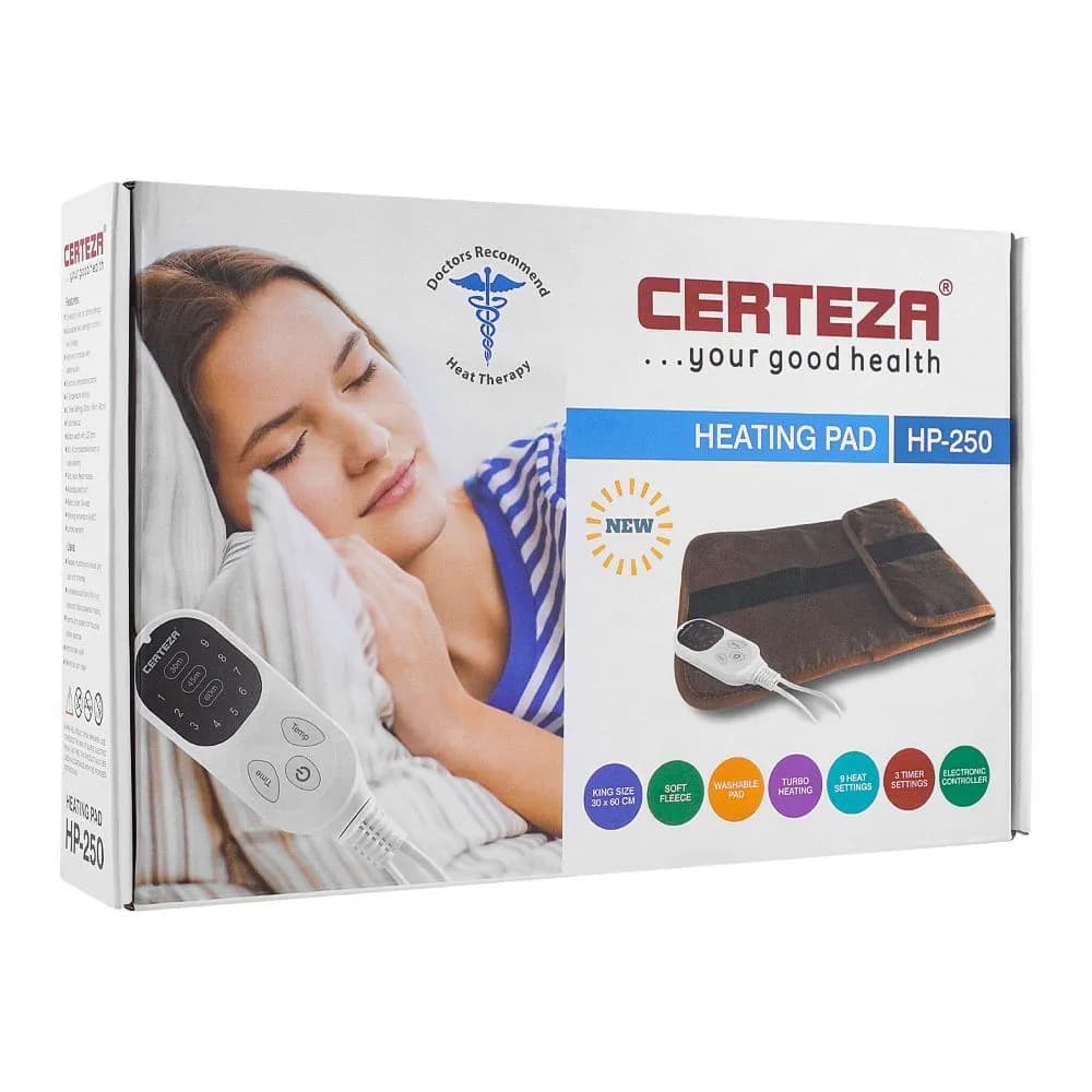 Certeza HP-250 Electric Heating Pad – Multiple Heat Settings, Quick Heat-Up
