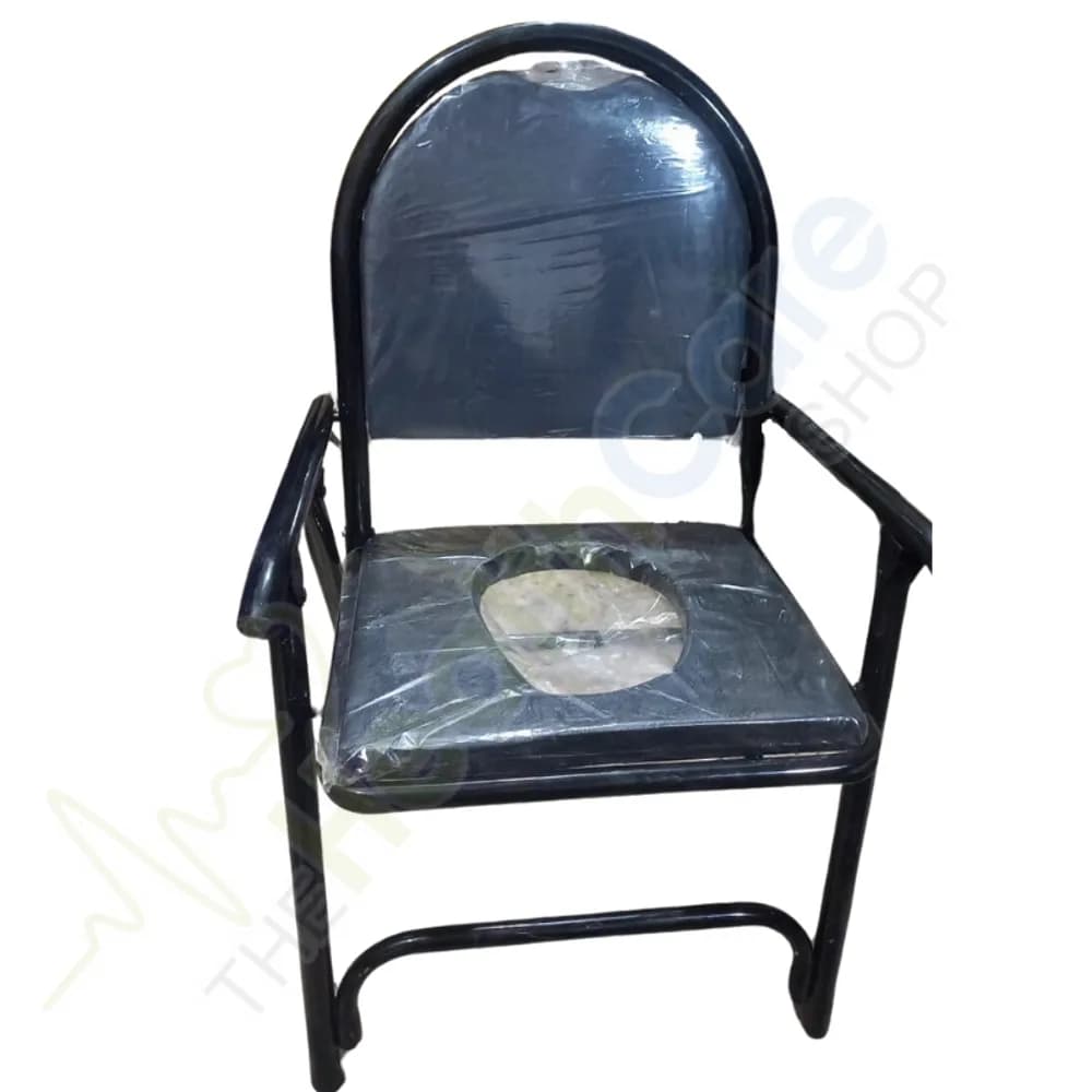 Portable Commode Chair with Soft Waterproof Seat & Armrests