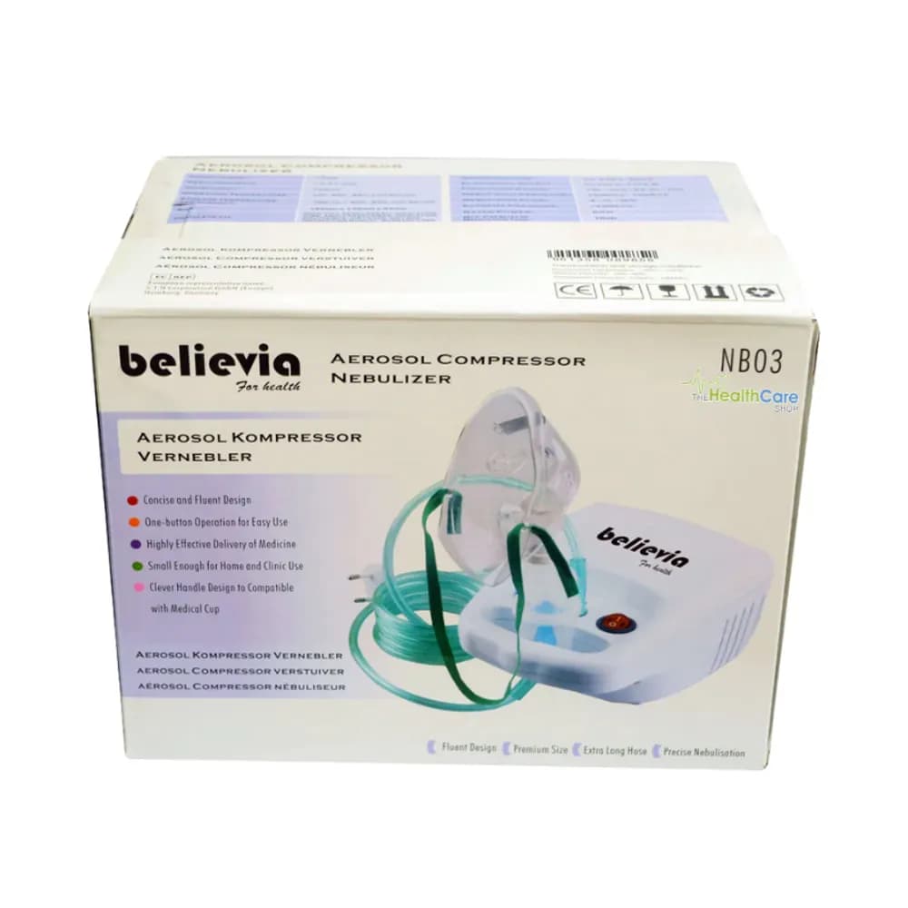 Believia MINI NB-03 Piston Compressor Nebulizer – Home Respiratory Therapy Kit