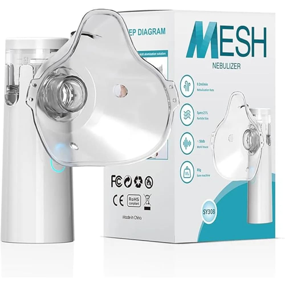 SY-308 Portable Mesh Nebulizer – Adjustable Mist, Adult & Kid Masks