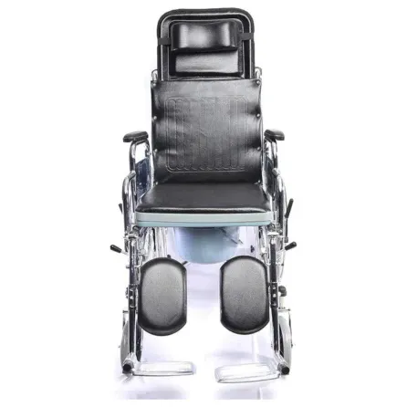 KY - 609 GC Reclining Wheelchair With Commode - MS Chrome-Plated